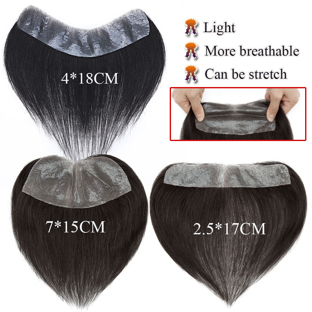 Natural Forehead Hairline Thin Skin PU Toupee Topper Men Human Hair Hairpiece 9A