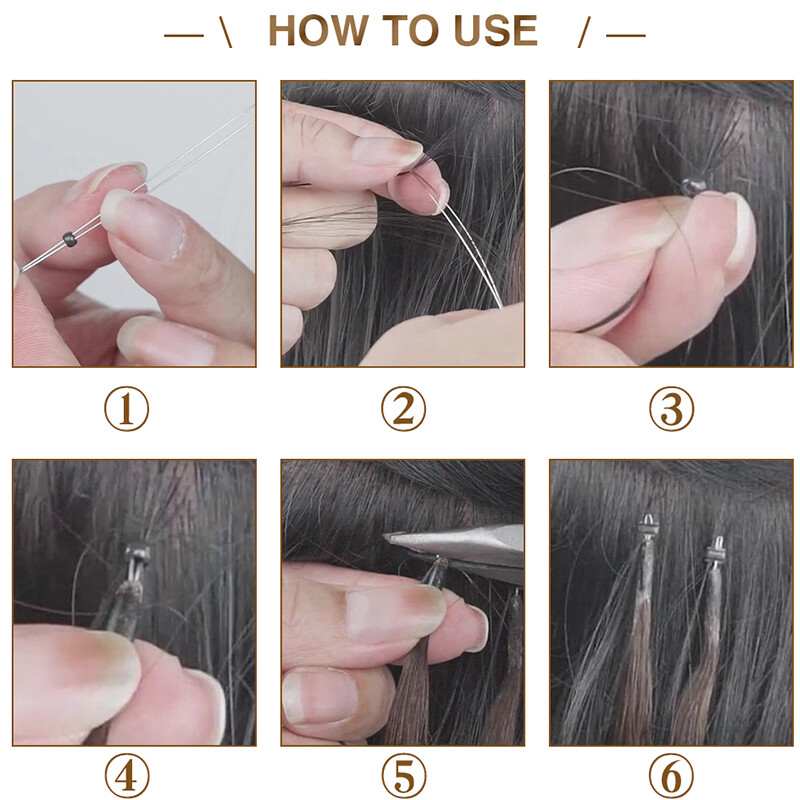 Silicone Nano Rings Beads Kits Micro Loop Lined Tool for Nano Hair Extensions US