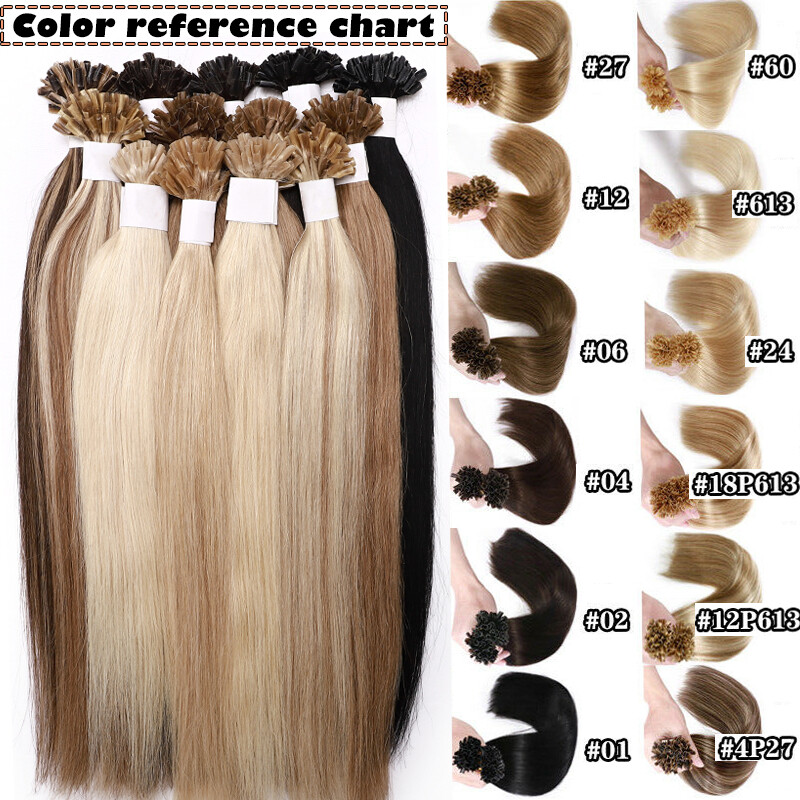 50-100G Real THICK Pre Bonded Keratin Nail U Tip 100% Remy Human Hair Extensions