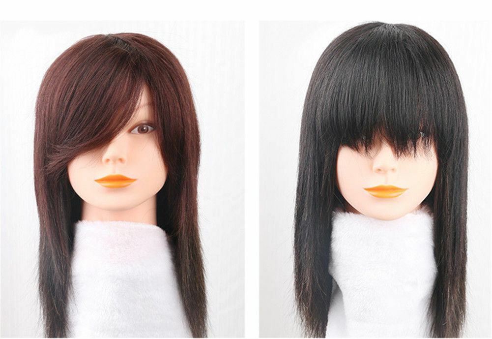 100% Real Human Hair Topper Toupee Clip Hairpiece Bangs Bob Top Straight Wig