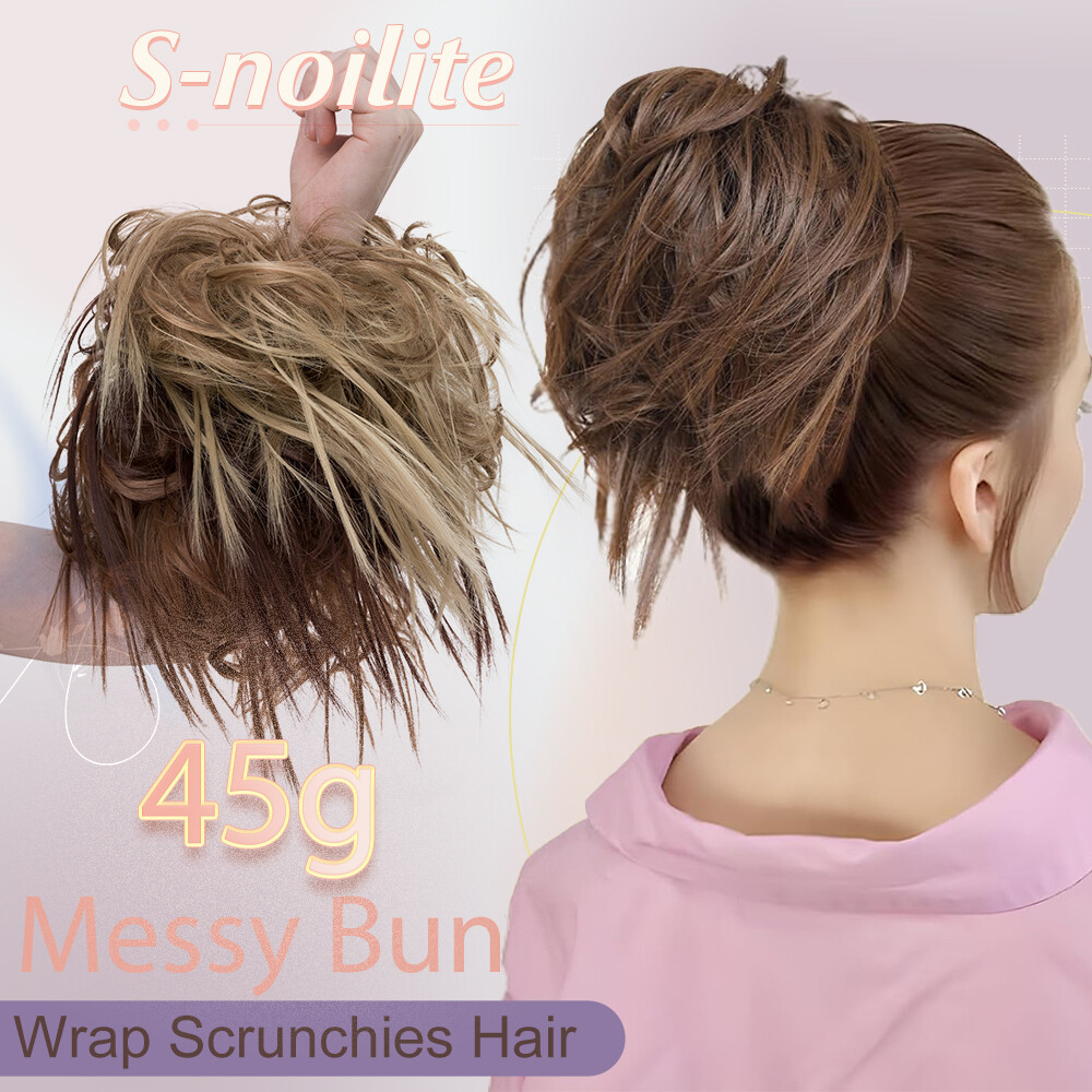 Large Messy Bun Scrunchie Hair Extensions Ponytail Blonde Hair piece As Human US