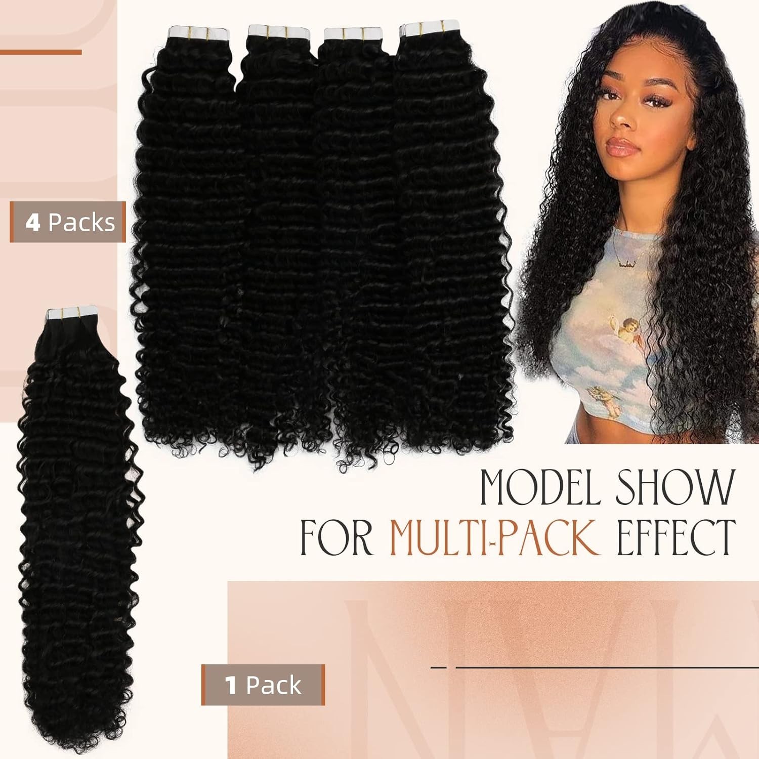 Sunny Hair TAPE-IN 14in NATURAL WAVE Dark Brown Hair Extensions – TP_2_14_NW_50G