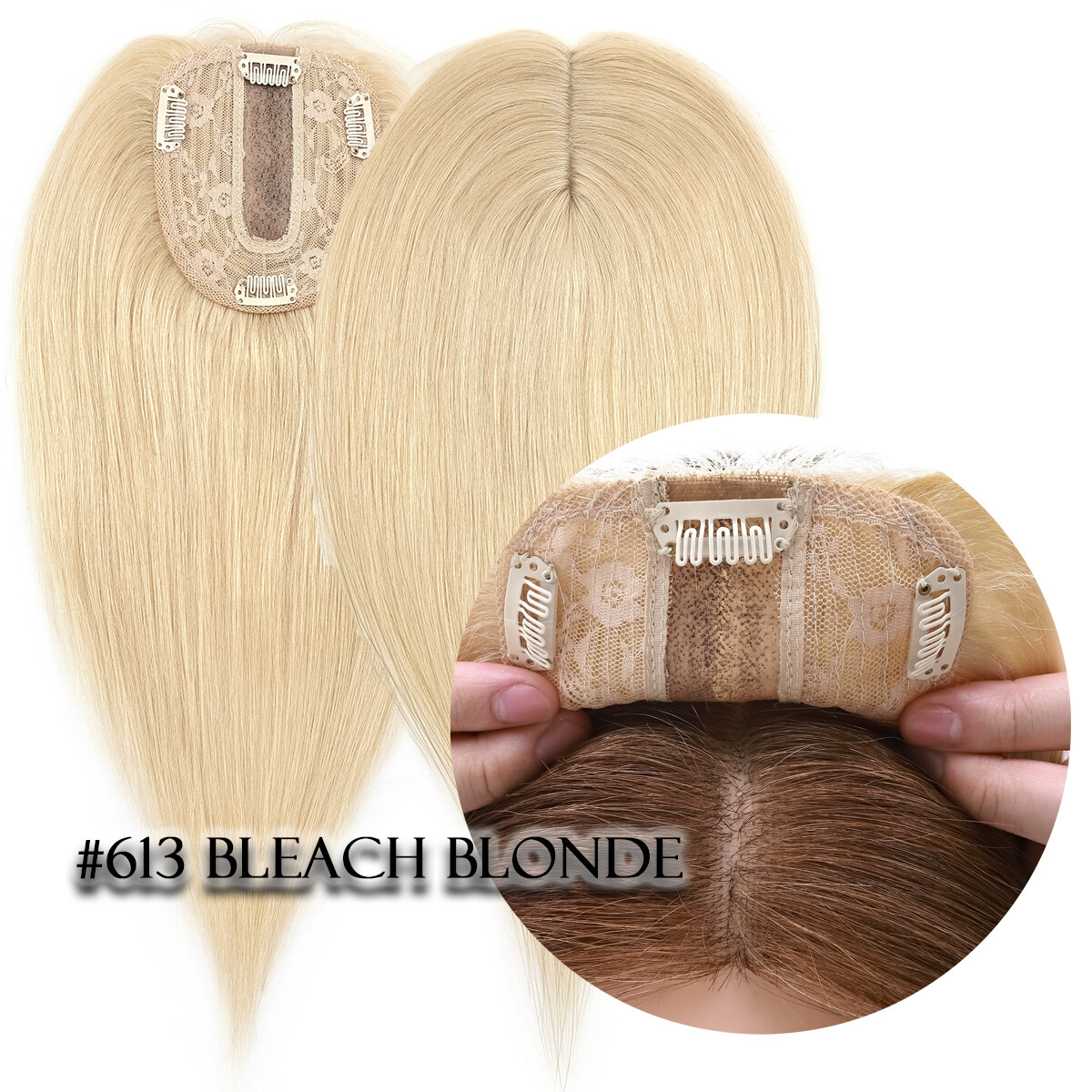 Topper Toupee Clip In Remy 100% Human Hair Lace Base Wiglet Hairpiece Hand-tied