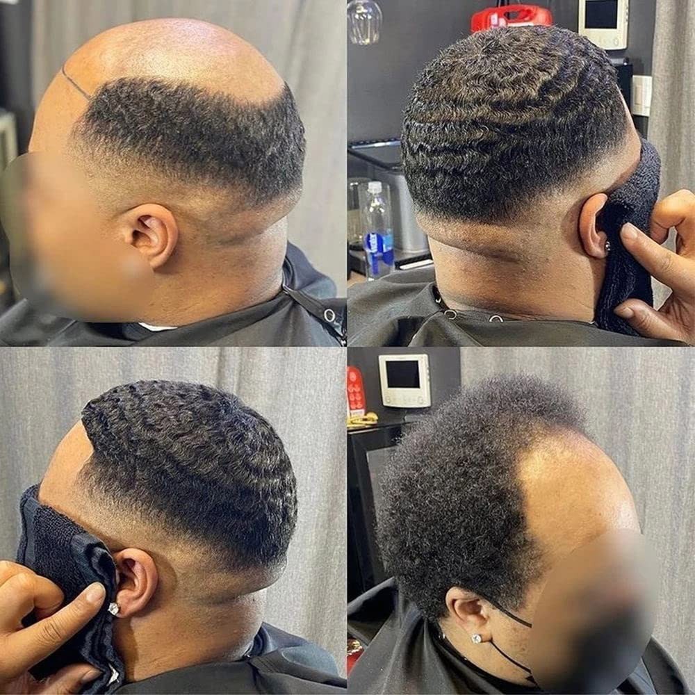 Afro Curly Human Hair Toupee Men Thin Skin African Male Toupee Full PU System
