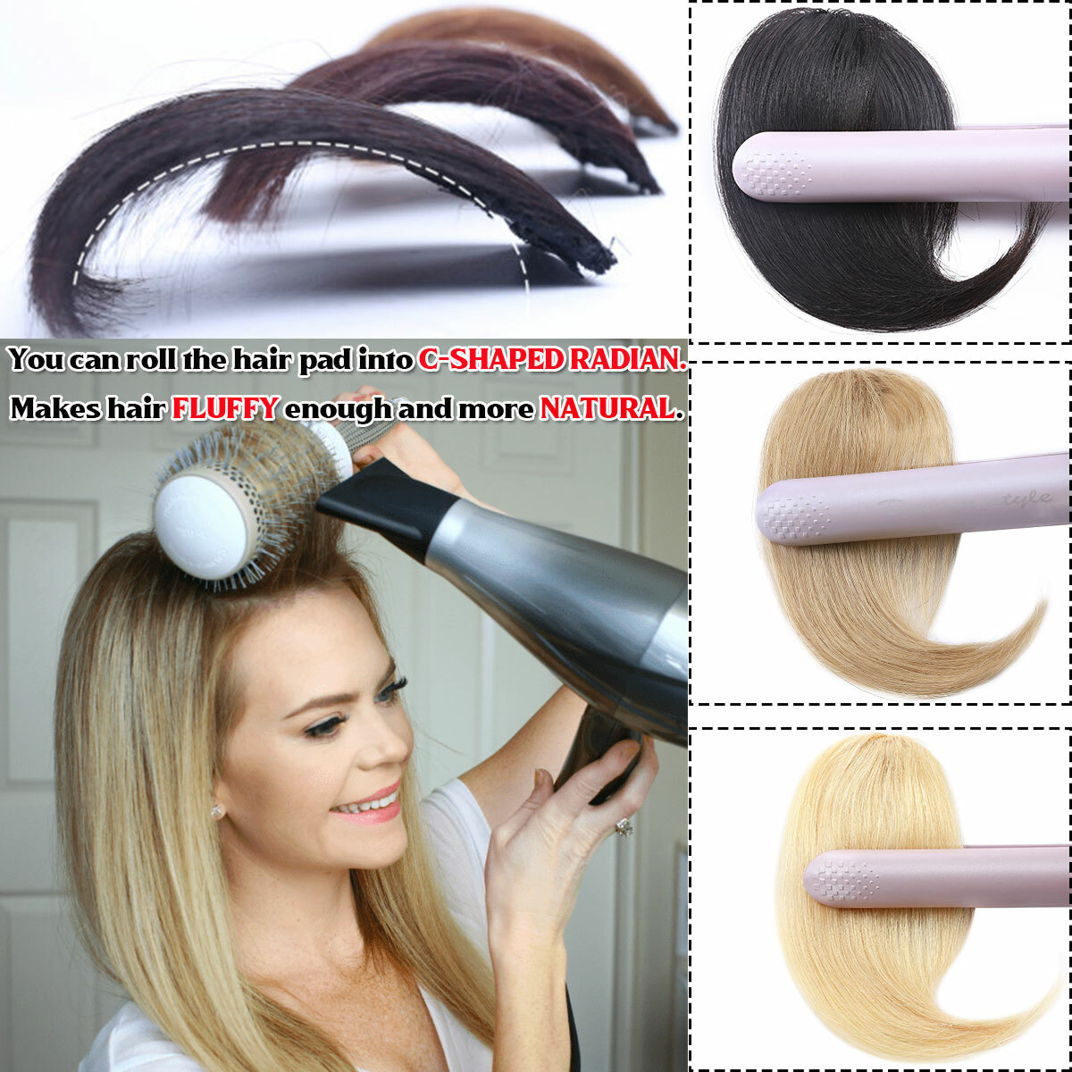 Thick Neat Air Bangs 100% Human Hair Extensions Clip in Fringe Front Hairpiece