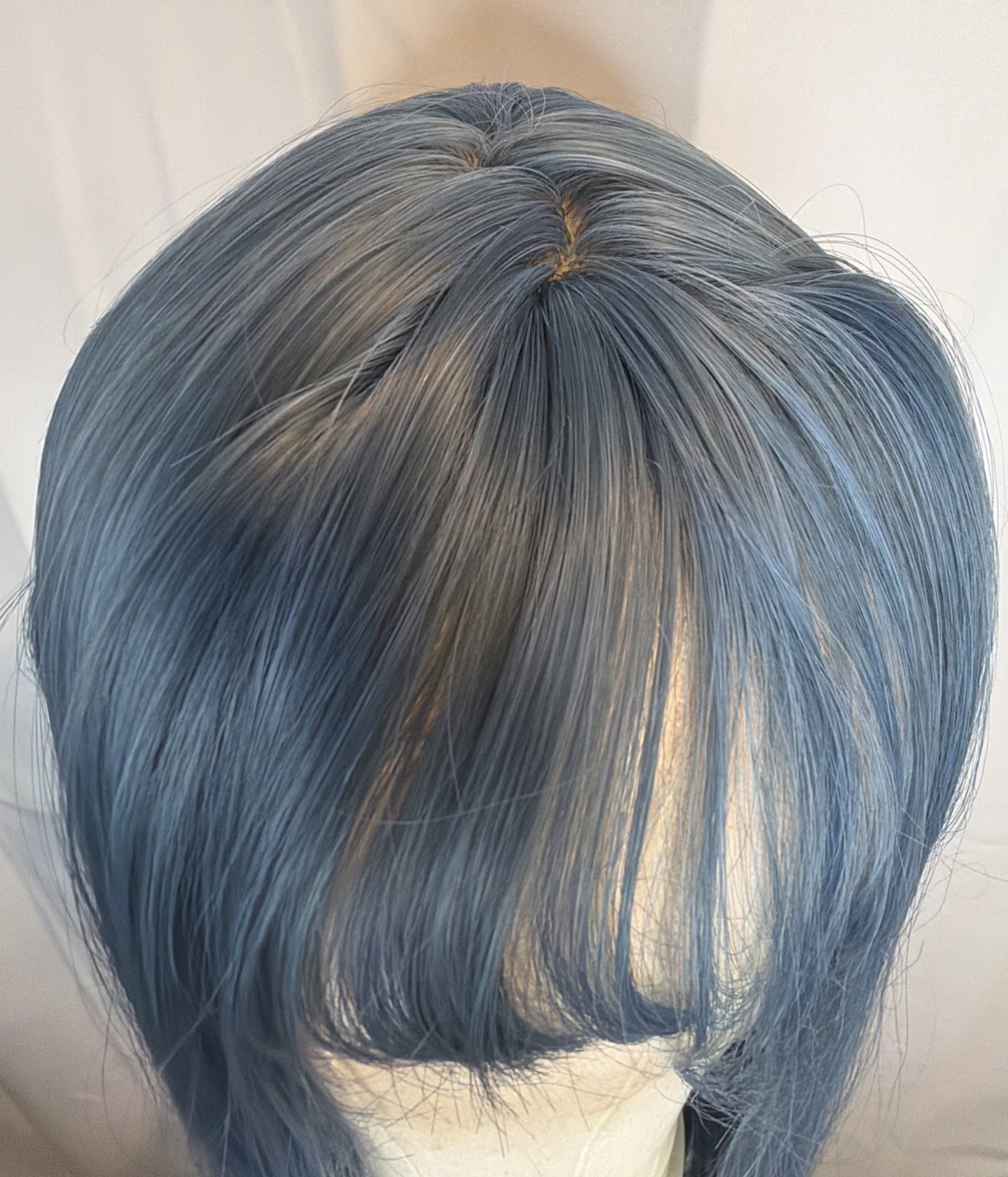 Blue Straight 24in Synthetic Lace Front Wig with Bangs Middle Part Cosplay