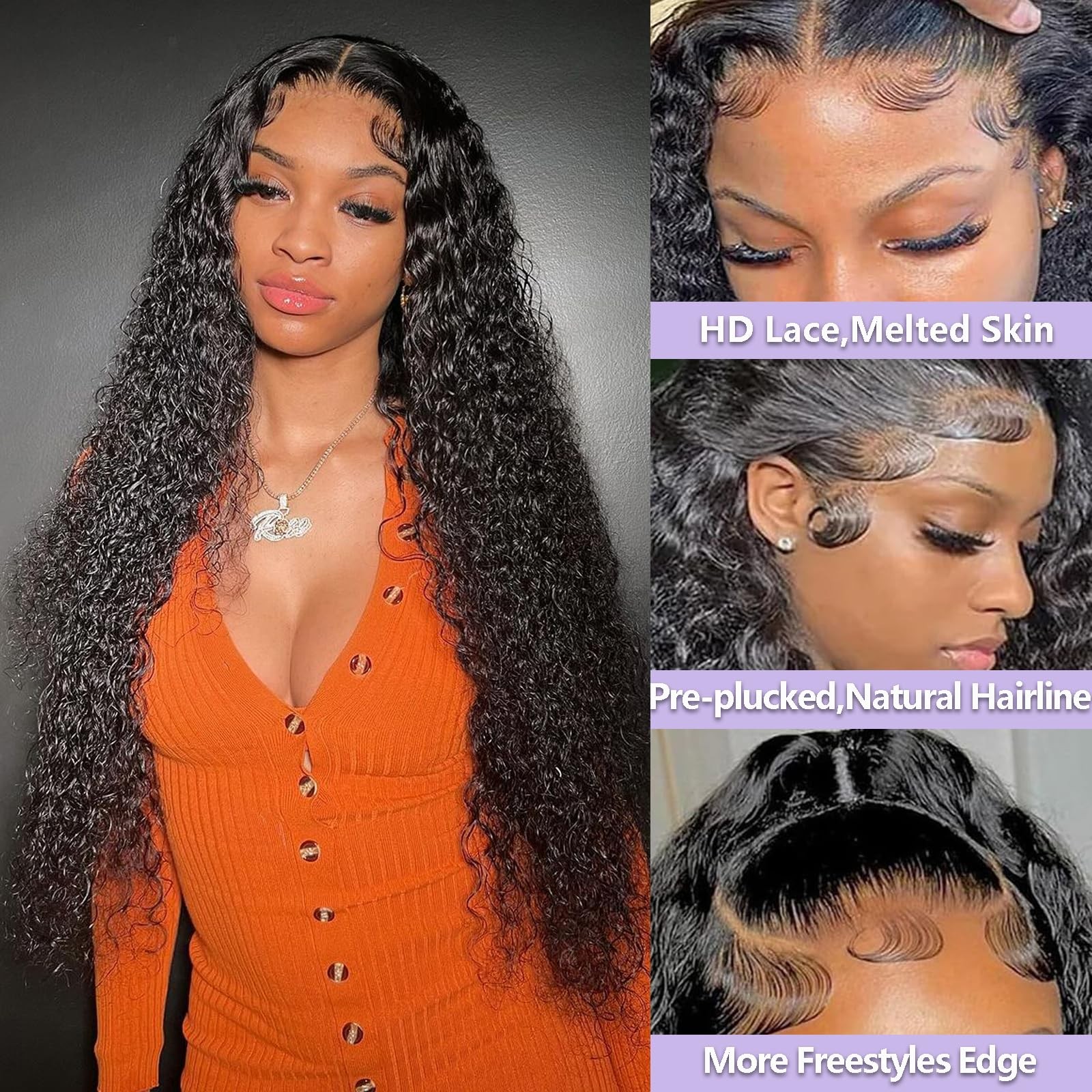 Soez 28 Inch Deep Wave Lace Front Wigs Human Hair 13X4 Hd Lace Front Wigs Human