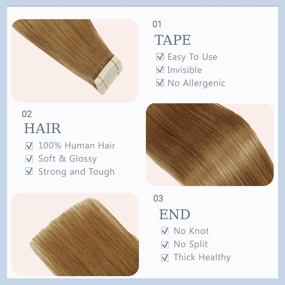 Tape In Hair Extensions 24 Inch Color 27 Straight Hair Extensions Huxowax