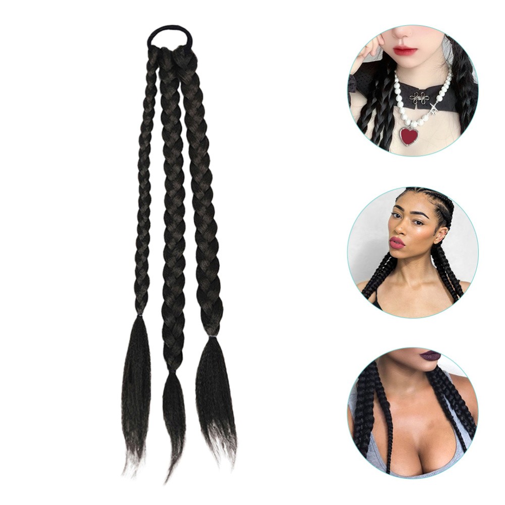 Black Synthetic Ponytail Hair Extension Easy to Wear for Party and Daily