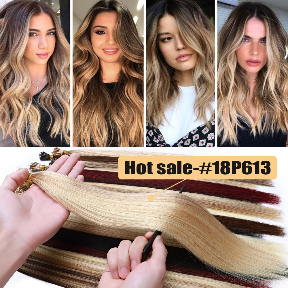 200PCS Thick 100% Remy Human Hair Extensions Nano Ring Micro Loop Beads Caramel