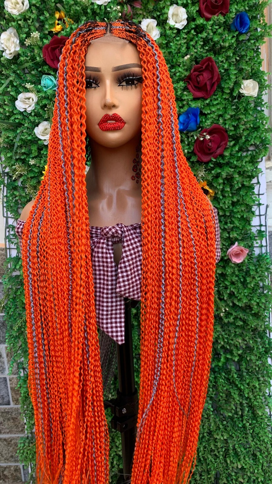 WATERMELON BRAIDED WIGS ON 2*4 LACE CLOSURE 42″