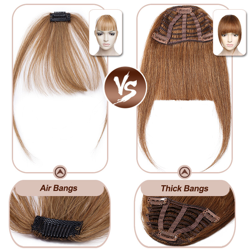 Thin/Thick Fringe Bangs Clip In 100% Remy Human Hair Extensions Hairpiece Topper