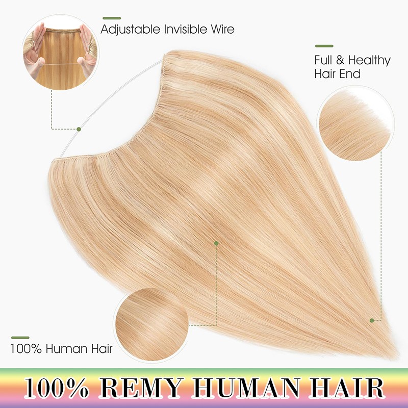 THICK Hidden Weft Wire Clip 100% Remy Human Hair Extensions Hairpiece Nano Ring