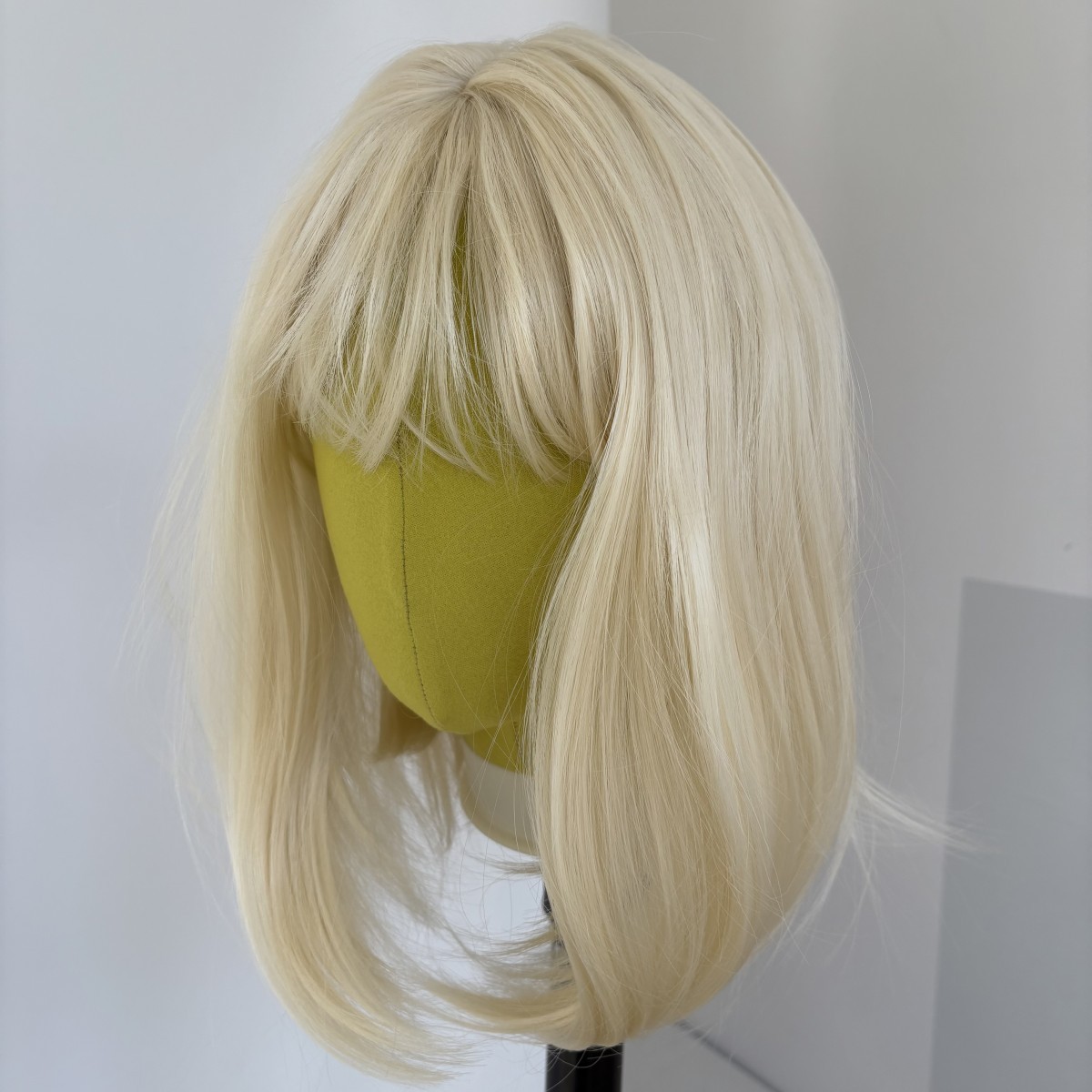 Blonde Costume Wig With Bangs Soft Short Straight Heat Resistant Synthetic Hair