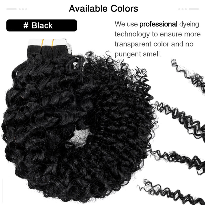 Yaki/Kinky Straight Invisible Tape In Real Remy Human Hair Extensions Skin Weft