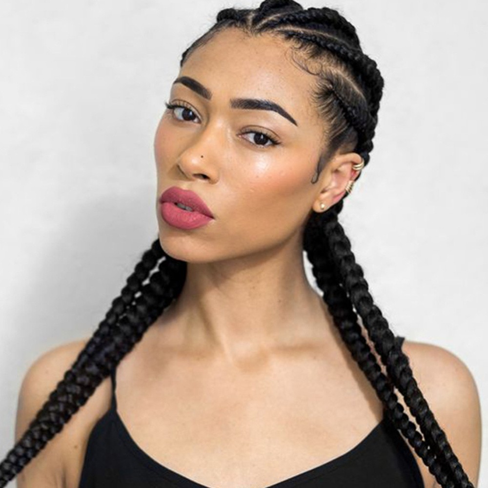 Easy to Wear Braided Ponytail Extension Synthetic Hair Piece in Classic Black