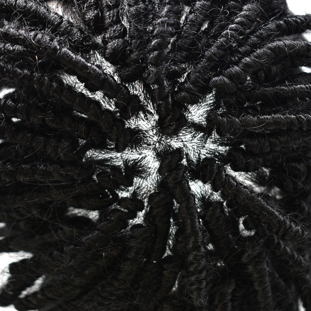 Afro Kinky Twist Crochet Braids Hair for Men Human Hair Piece System Mens Wigs