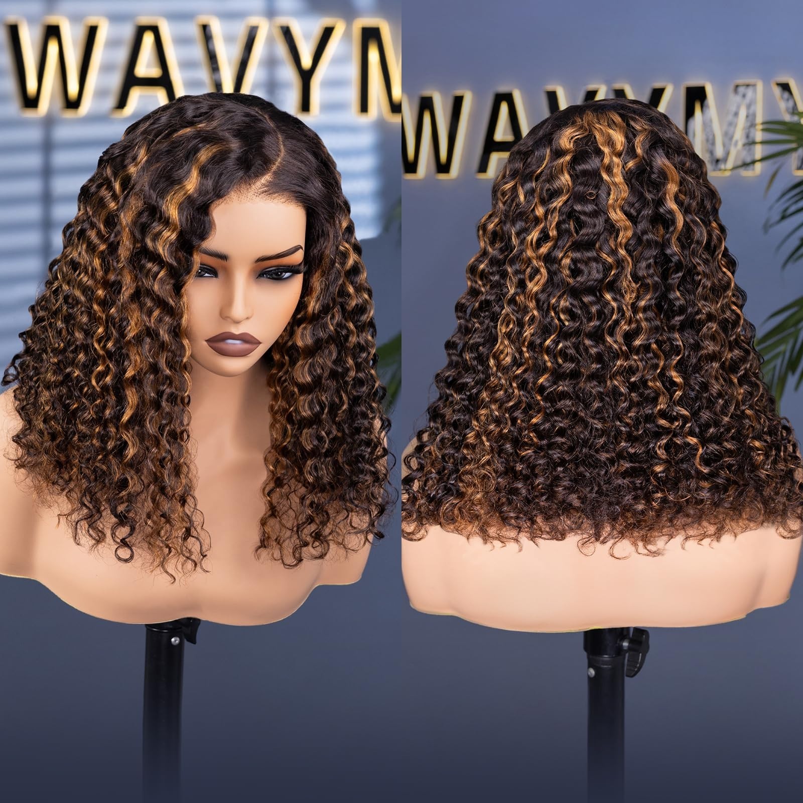 7×5 Water Wave Human Hair Wig 180 Density, Glueless, Pre Plucked, Ombre, HD Lace
