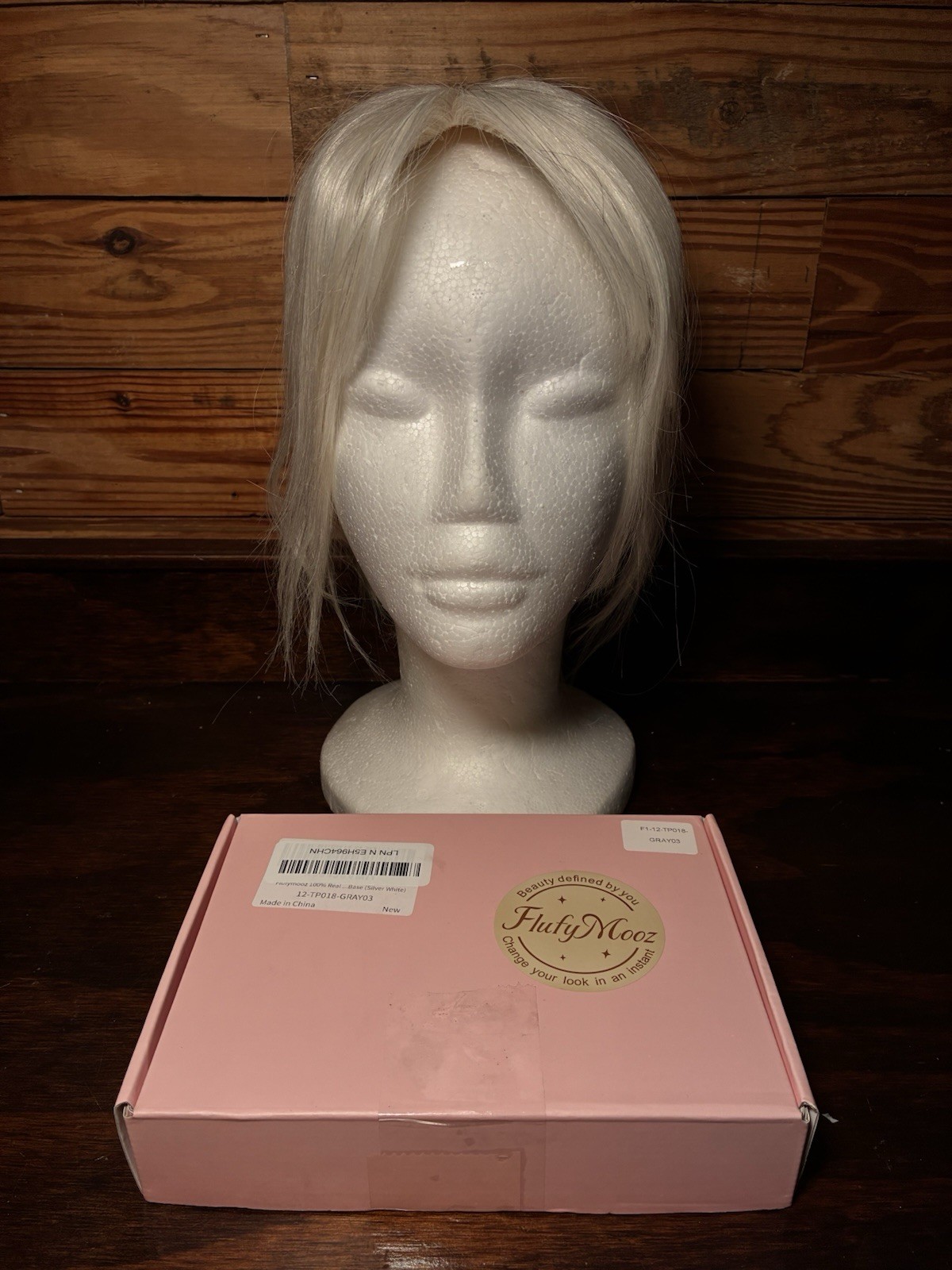 Flufymooz 100% Human Hair Toppers, 12” w/ Bangs, Silver While Platinum Blonde