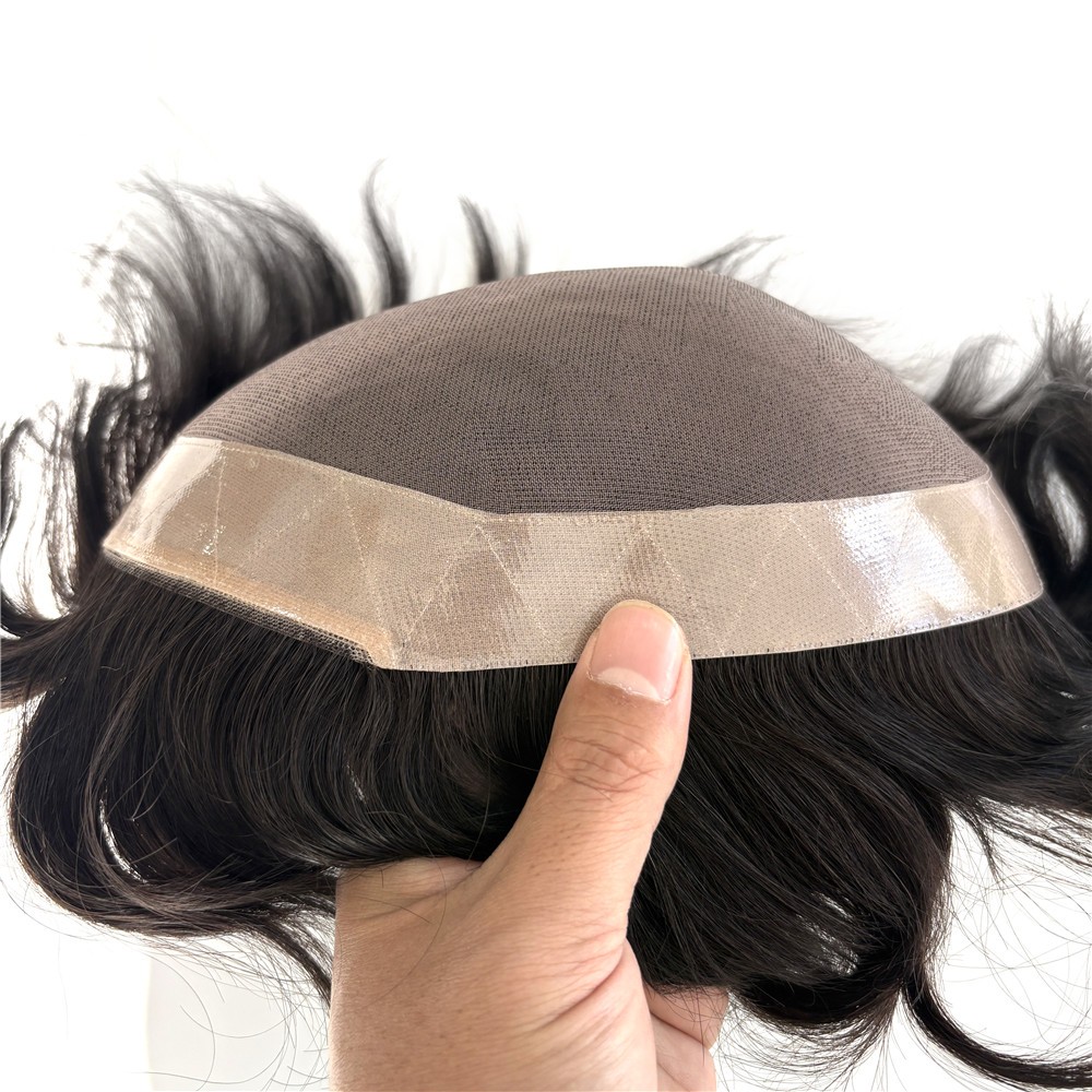 Men Toupee Human Hair Mono Base Replacement Hairpiece Natural Hairline Mens Wig