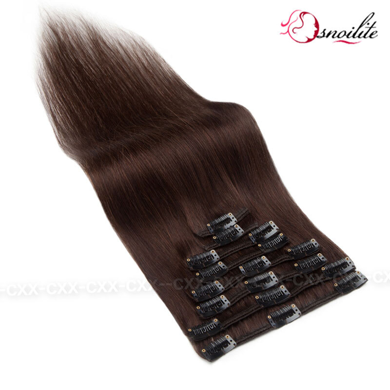 Smooth&Soft 100% Human Hair Extensions 8 Pieces Clip In Real Remy Hair FULL HEAD