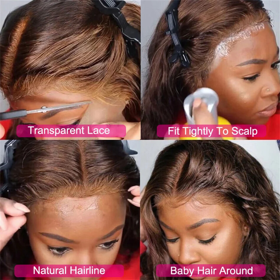 HD 13×6 Brown Body Wave Lace Front Wig 13×4 360 Lace Frontal Wig Human Hair