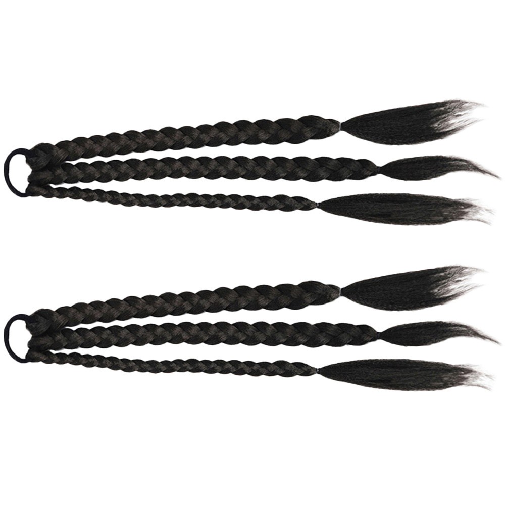 2Pcs Black Synthetic Ponytail Extension Easy to Wear for Events and Cosplay