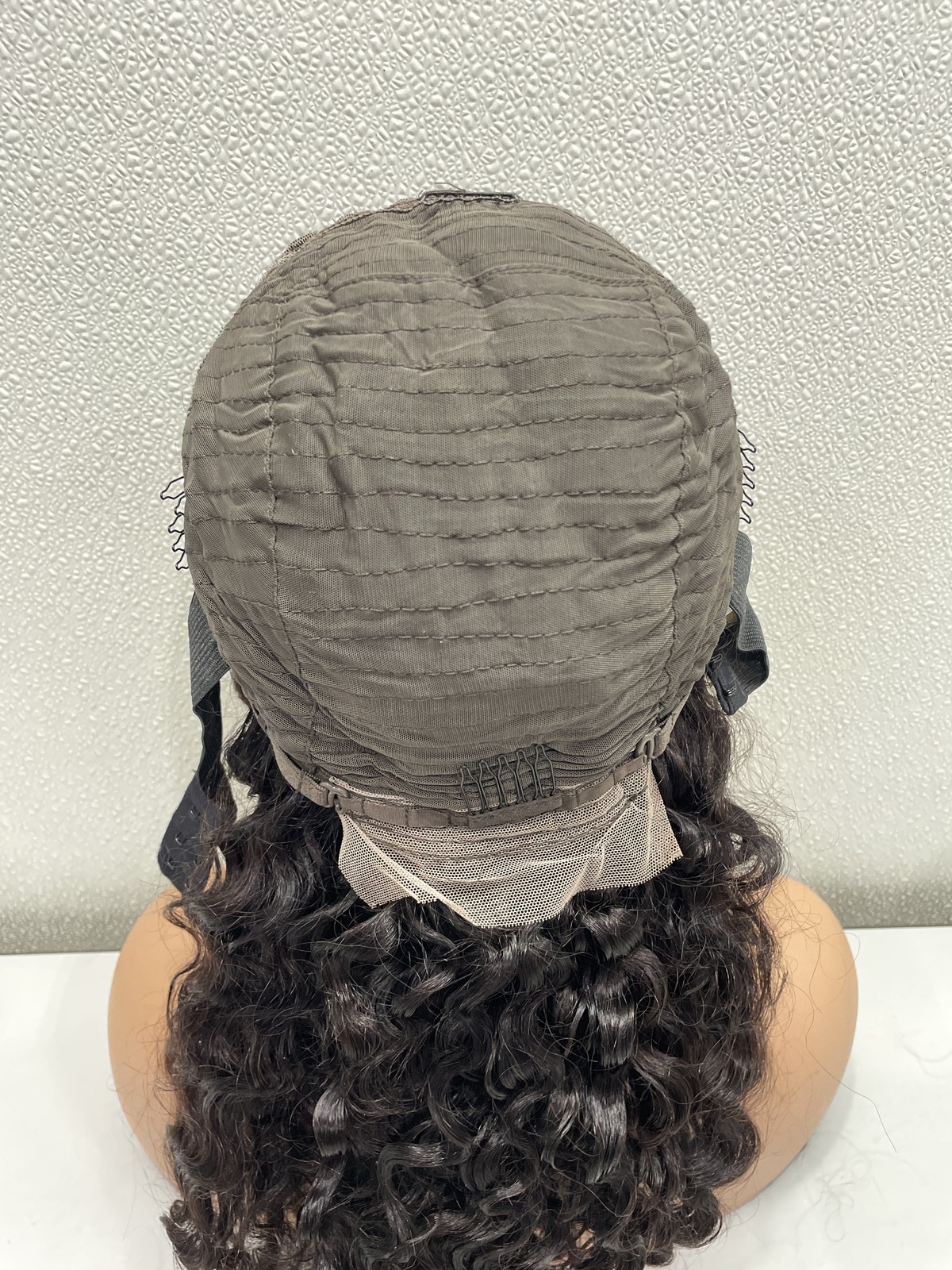 Natural Black Deep Wave Human Hair Blend 13×4 Lace Front 180% Density Wig, 18″