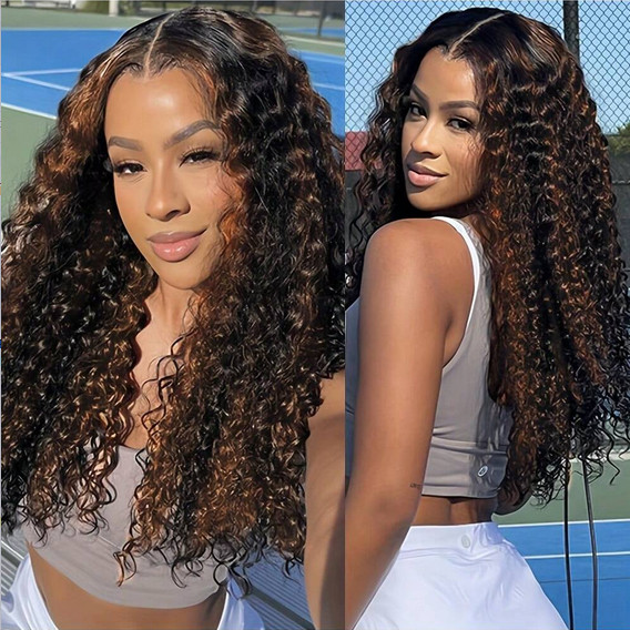 Brazilian 13×4 Water Wave Ombre 1B/30 Transparent Lace Wigs