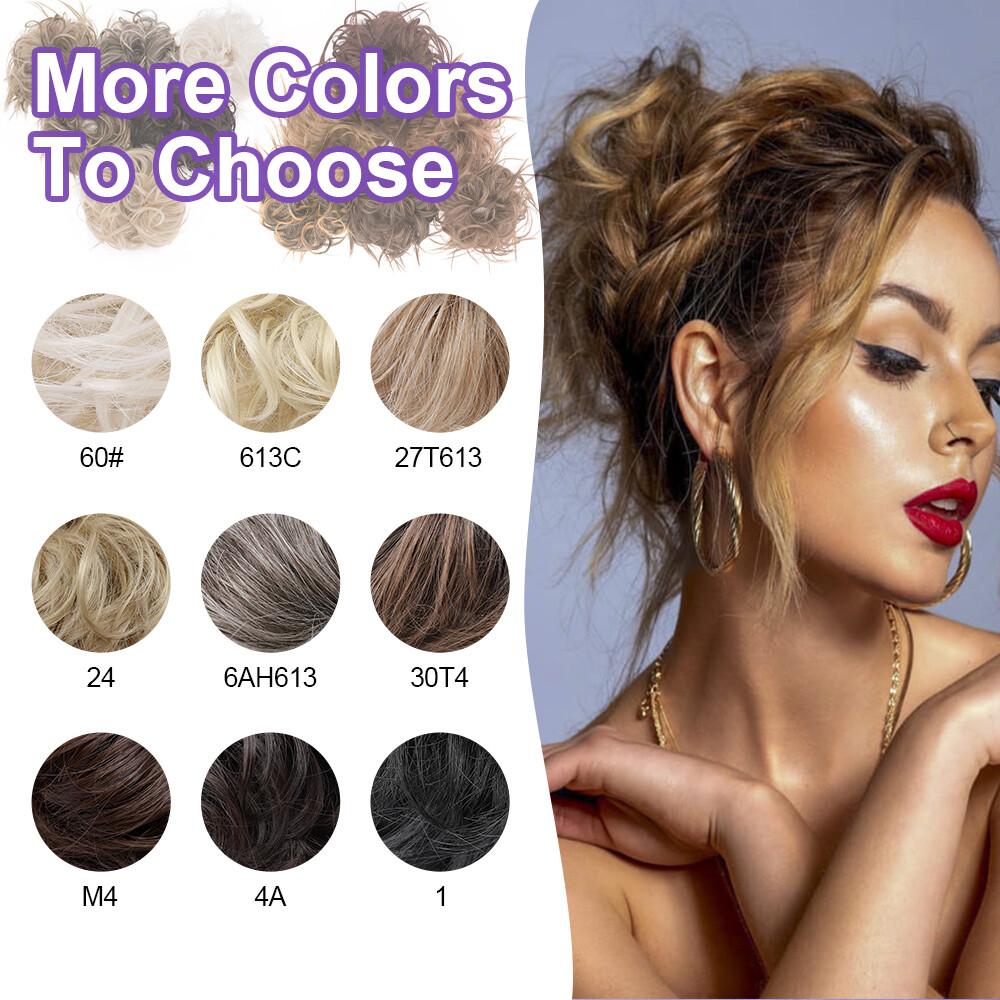 Messy Bun Piece Real As Human Hair Elastic Scrunchie Updo Ponytail Extensions US