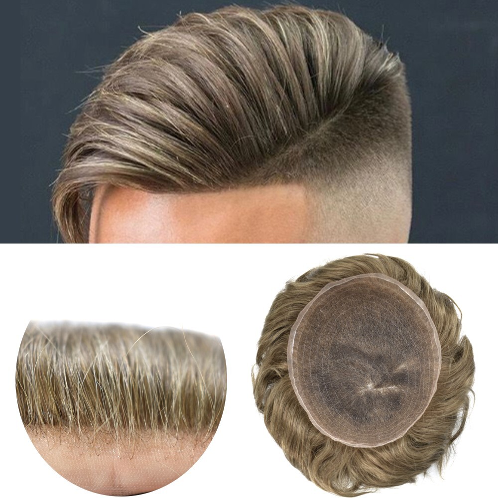 Full French Lace Hair Replacement System For Man Swiss Lace Men Toupee Hairpiece