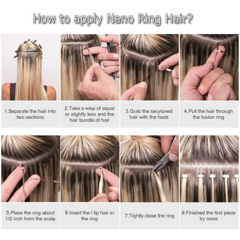 Nano Ring Tip Hair Extensions Micro Beads Link Remy Human Hair Balayage Thick 1g