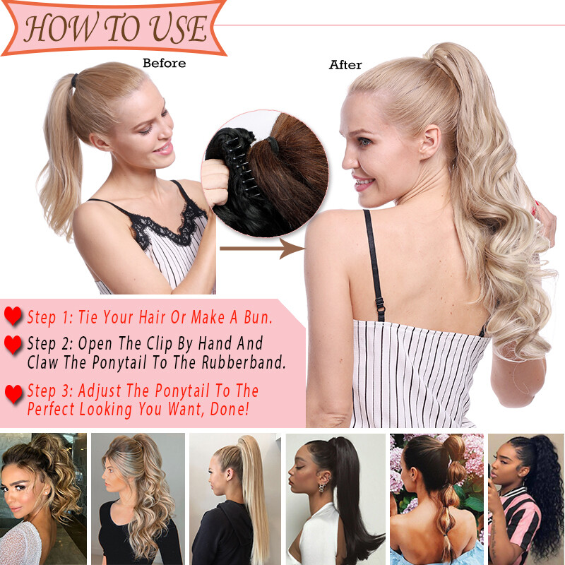 Jaw Claw Ponytail Thick Clip In Hair Extension Pony Tail Hairpiece Real As Human