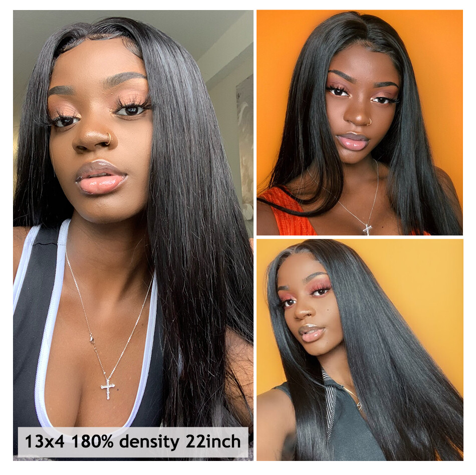 Plucked 22″ Lace Front Women Hair Straight Wig Bleached Knots With Baby Hair USA