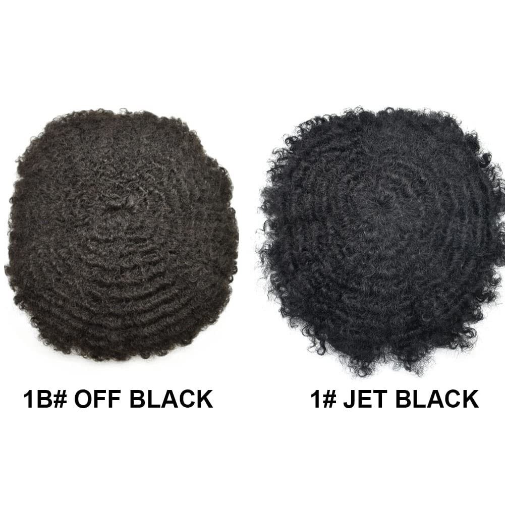 Afro Toupee For Black Men All Transparent Lace Curly 100%Human hair Weave system