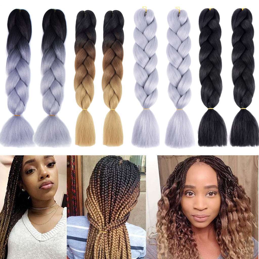 24″ Afro Jumbo Hair Extensions kanekalon Braiding Hair Box Twist Braid For Human