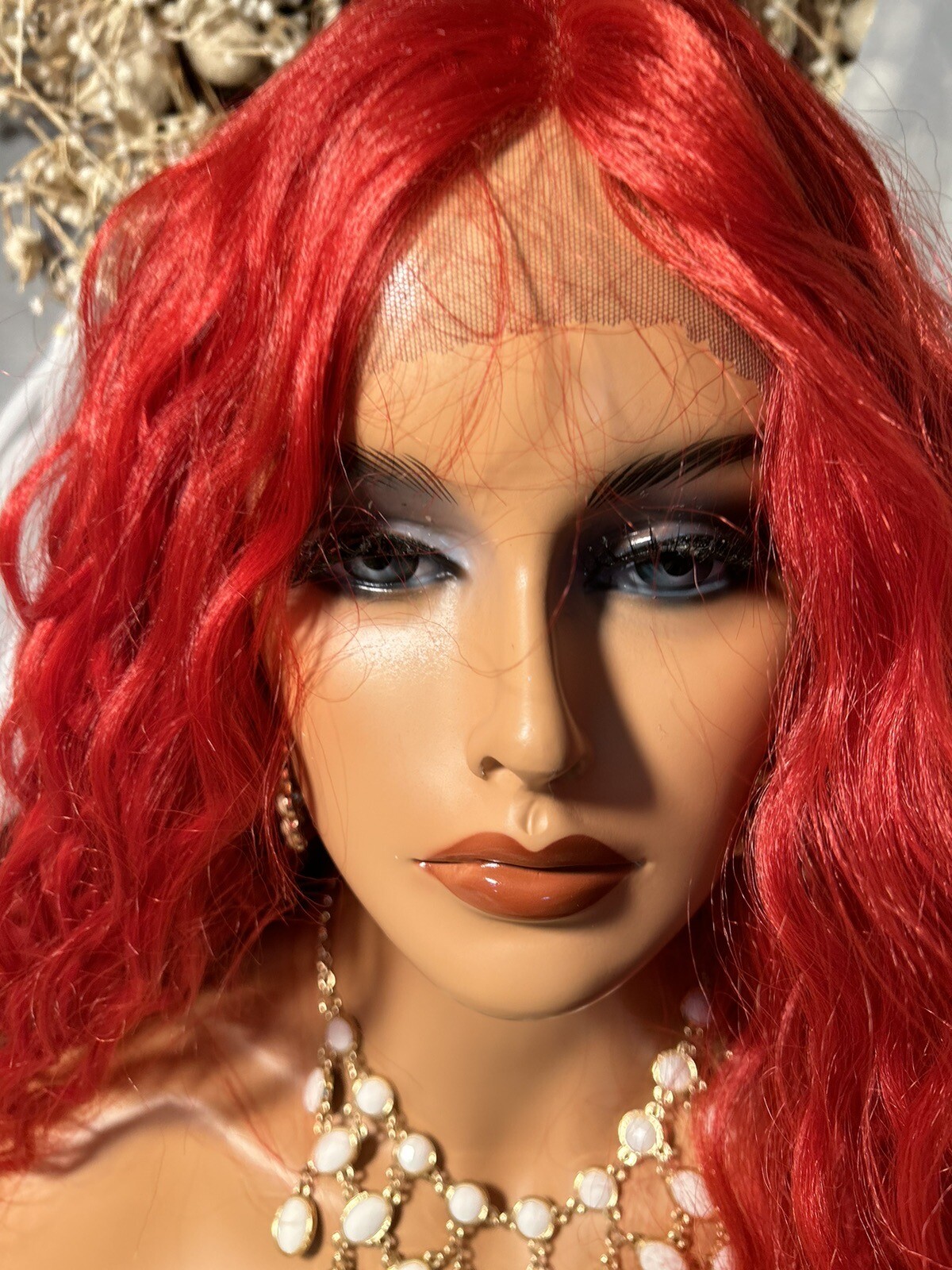 BOLD RED BEAUTY WITH 30”DEEP WAVES, HD LACE FRONT W/5” M. PART, BLEND HH WIG💋
