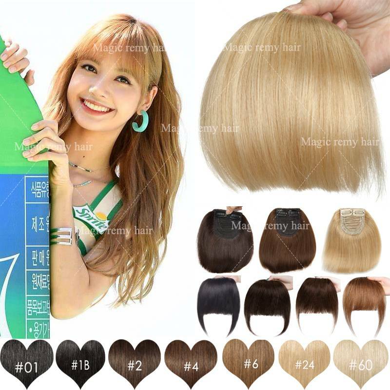 US Thick Neat Fringe Bangs Hairpiece Clips in 100% Real Human Hair Extensions R3