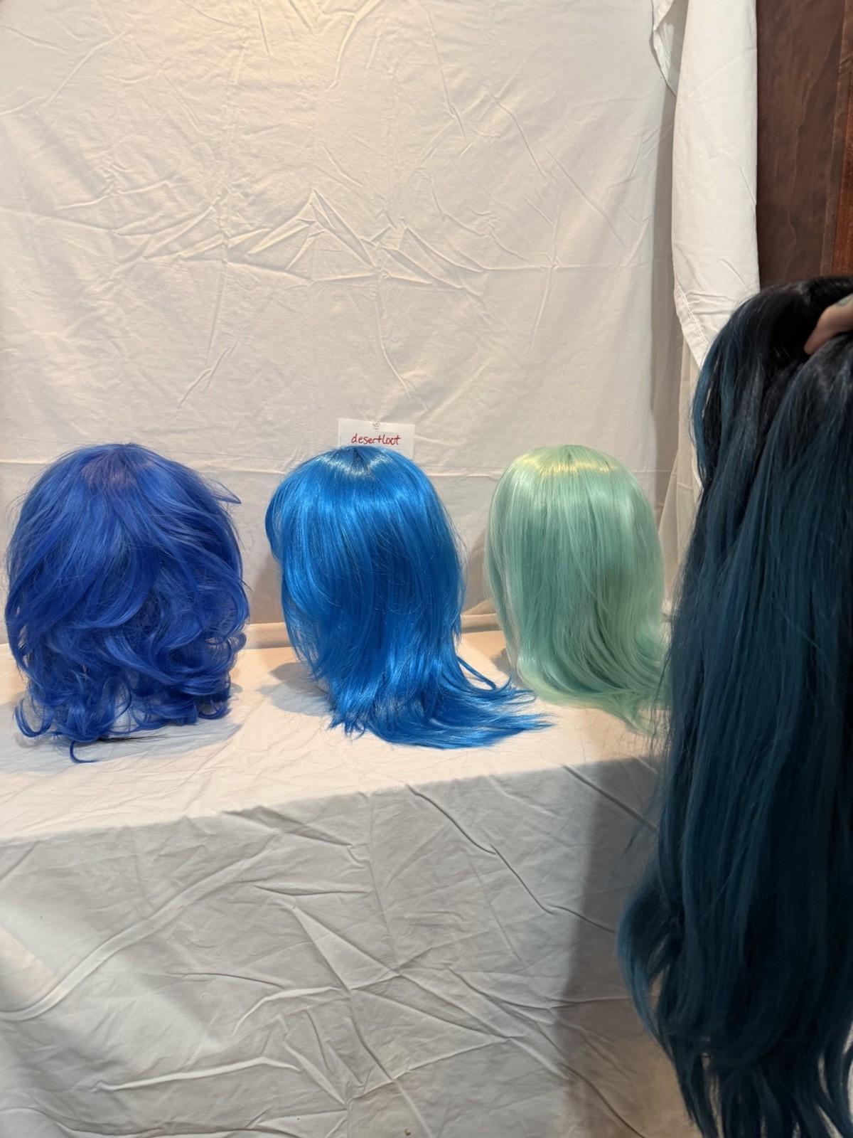 Lot Of 5 Blue Synthetic Wigs Costume Cosplay Party Wig