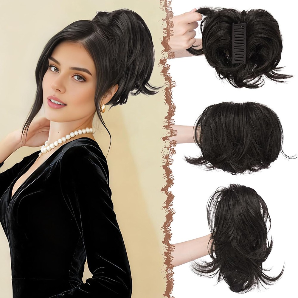 Messy Bun Hair Piece Ponytail Updo Claw Clip In Hair Extensions Real As Human