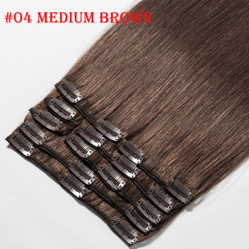 8-24inch Clip In 100% Real Remy Human Hair Extensions Full Head Highlight BLONDE