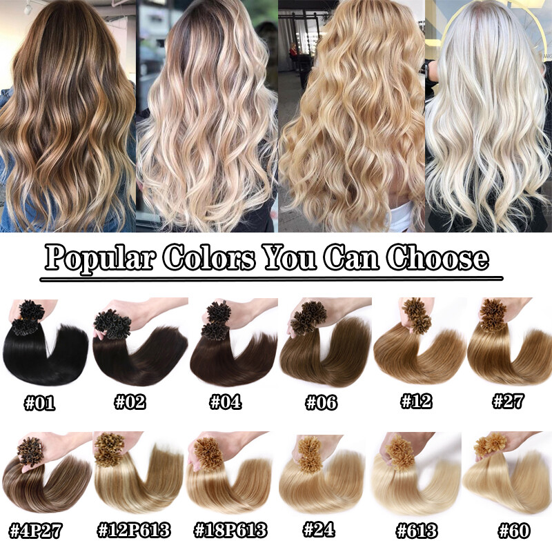 Remy Nail U Tip 100% Human Hair Extensions Fusion Keratin Pre Bonded Balayage US