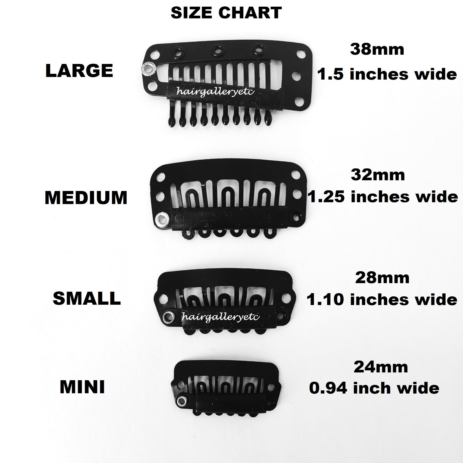 QUALITY SM MD LG HAIR EXTENSION CLIPS SNAP WIG CLIPS FOR TOUPEES HAIR PIECES