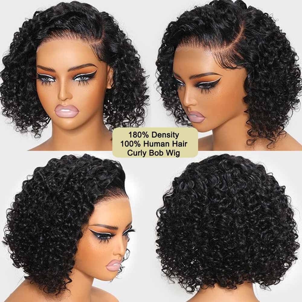 Peruvian KInky Curly 13×4 Lace Front Human Hair Wigs for Black Women Glueless