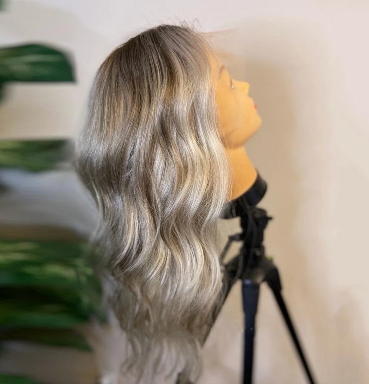 22” Ombre Blonde Grey Wave 100% Virgin Human Hair Wig 13×4 Lace Front Wig