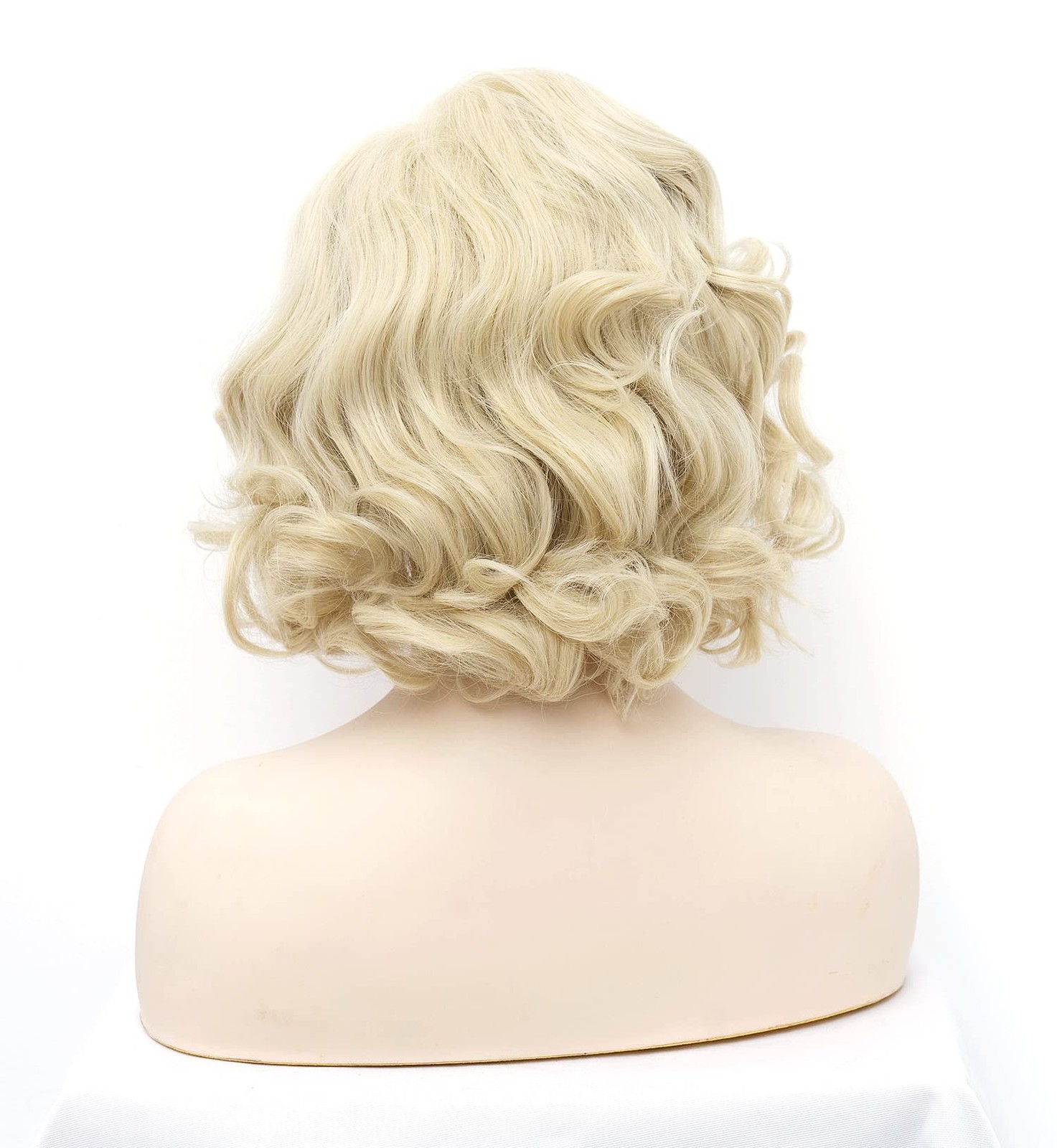 Short Blonde Wavy Wigs for Women Gold Curly Shoulder Length Natural Wig Synth…