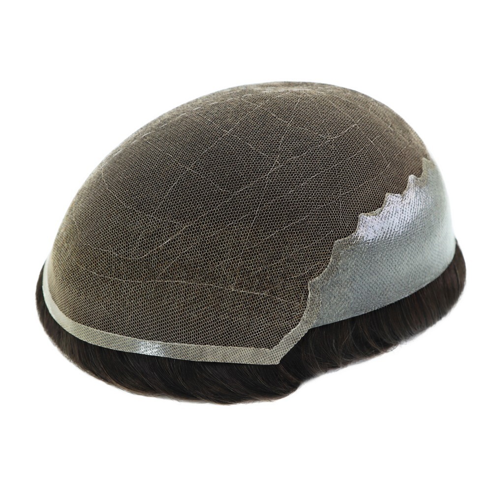 Toupee For Men Lace Human Hair Replecement System Skin Grey Hairpieces 8×10 #510