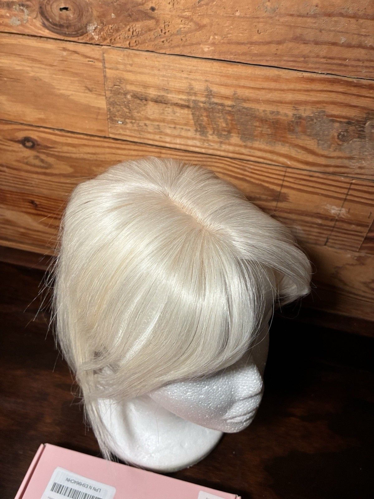 Flufymooz 100% Human Hair Toppers, 12” w/ Bangs, Silver While Platinum Blonde