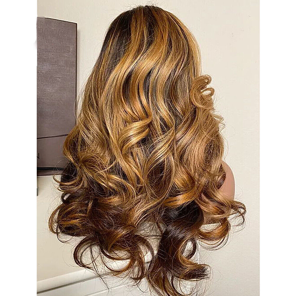 Ombre #4/#27 Brazilian Hair 4X4 Lace Closure Wig 5.5X4.5 PU Silk Top Closure Wig