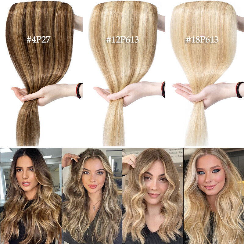 THICK One Piece Clip In 100% Remy Human Hair Extensions Remi 3/4 Full Head Ombre